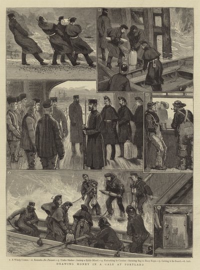 Drawing Money in a Gale at Portland by Joseph Nash